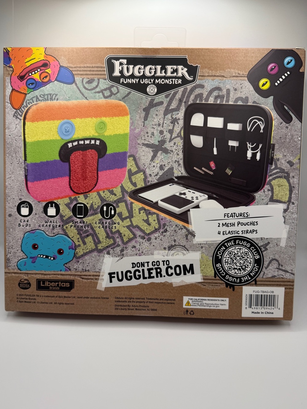 Fuggler Rainbow Oogah Boogah Tech Bag Organizer - Plush Stripe - Picture 2 of 5